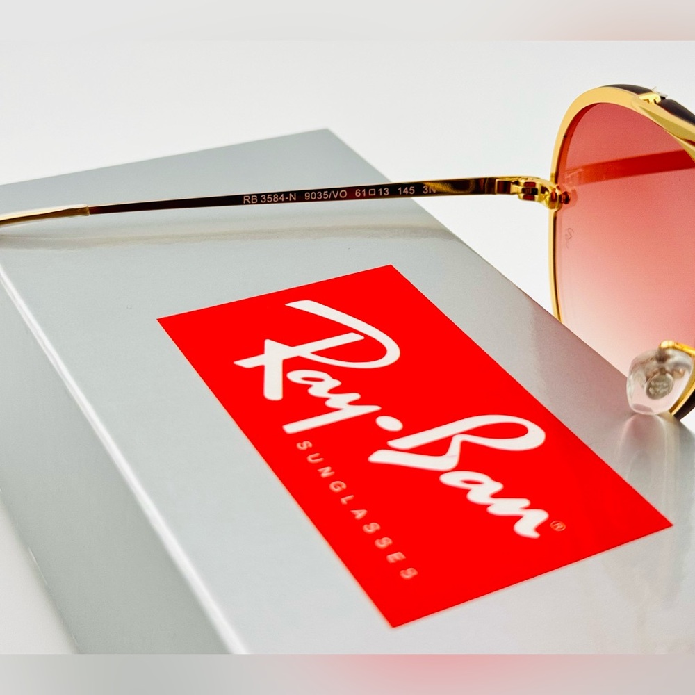 Ray-Ban Blaze Aviator Sunglasses RB3584N Gold Frame Red Gradient Lenses UNISEX - Picture 13 of 16
